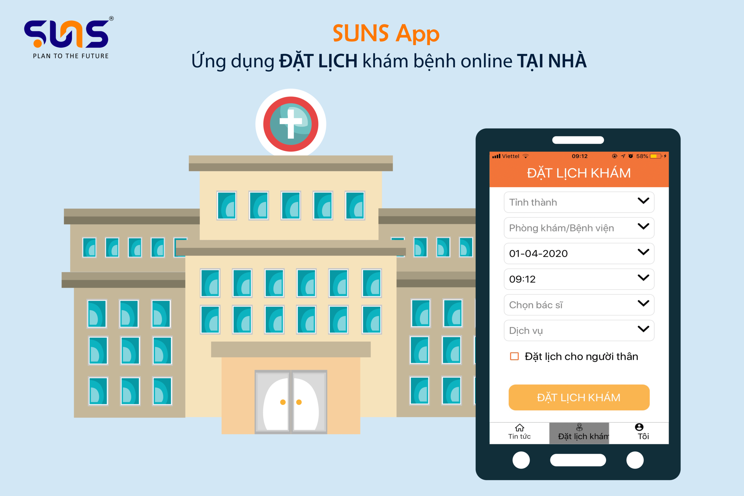 SUNS App - Ứng dụng đặt lịch khám bệnh online tại nhà